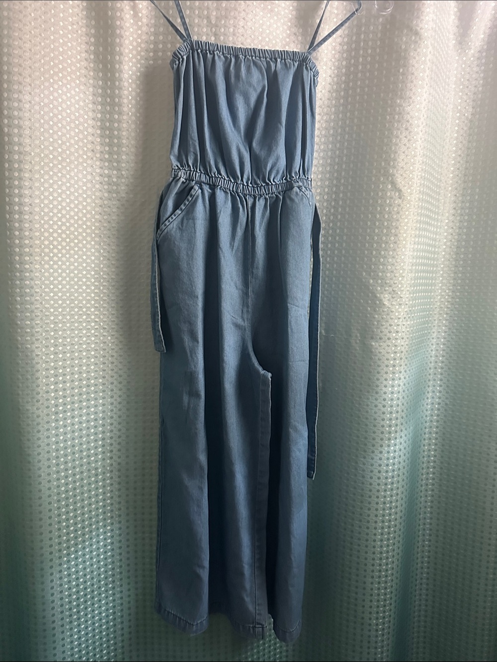 Janie and Jack Light Blue Denim Strap Jumpsuit